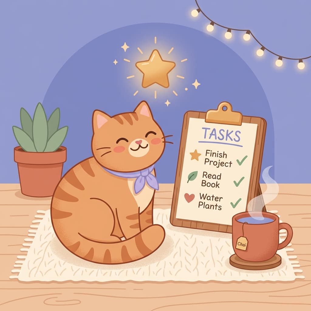 Cozy cat with steam